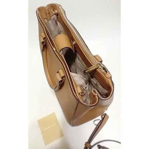 Michael Kors Kellen Medium Leather Satchel Brown - NWT - Picture 2 of 15